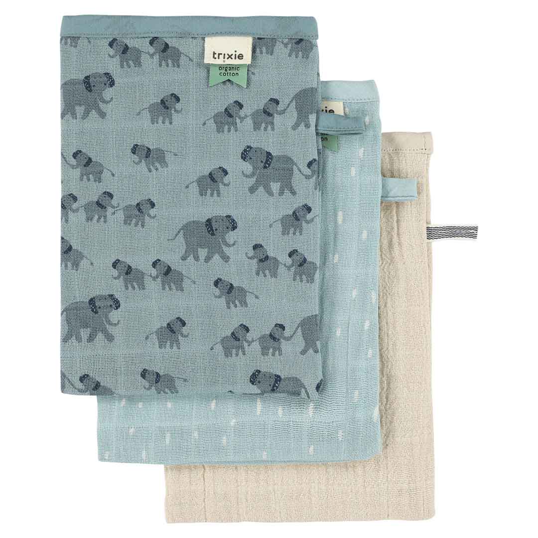 Muslin washcloths 3-pack mix - Enchanting Elephant